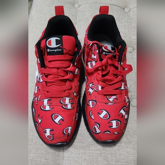 Champion Red Sneakers Bold Design Thick Sole - Picture 1 of 7